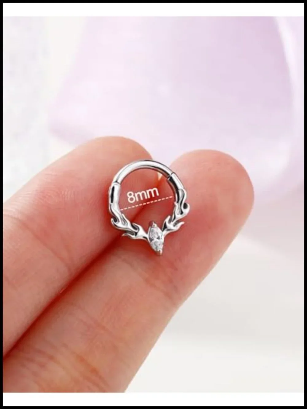 16G Surgical Steel Septum Ring Deer Antler Clicker Piercing Jewelry